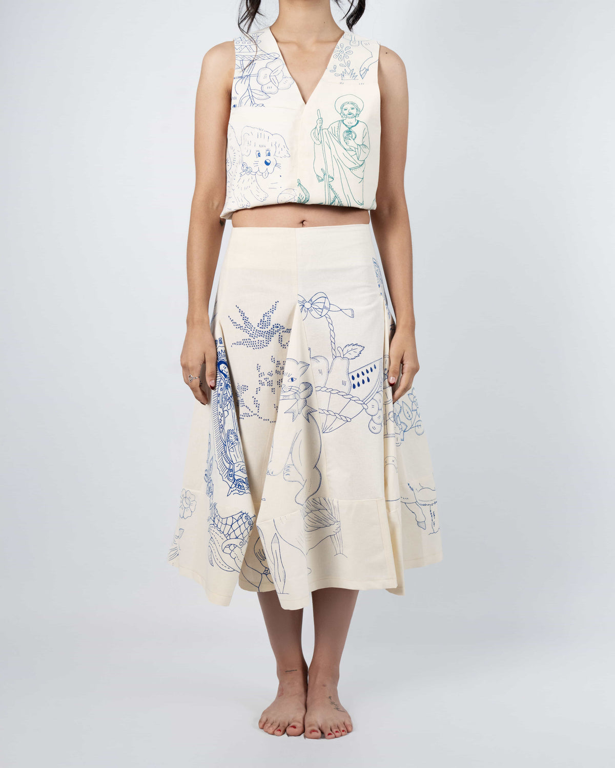 LAZO GODET MIDI SKIRT