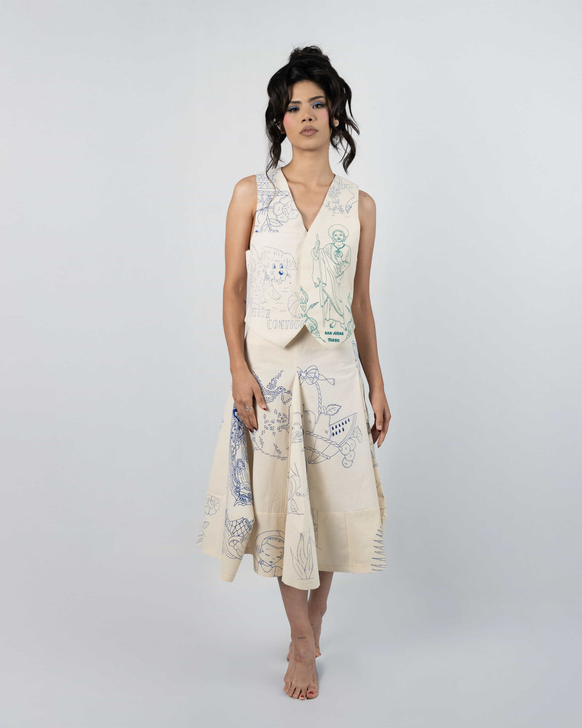 LAZO GODET MIDI SKIRT
